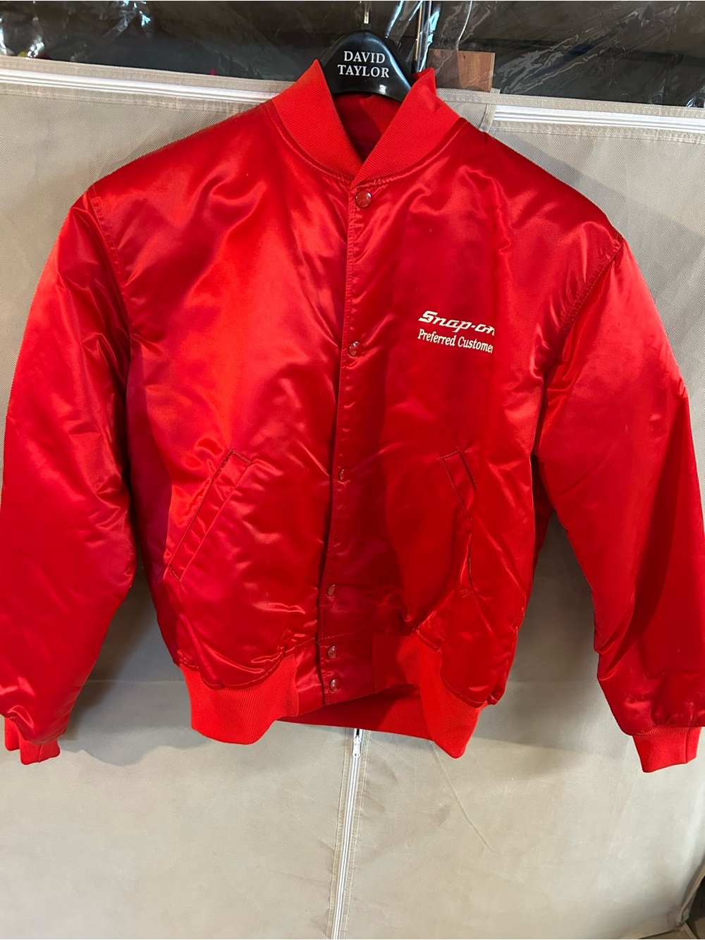 Snap-On Tools Red Satin Bomber Jacket